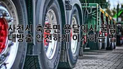 사천시 축동면 용달이사🚚 꿀팁 대방출! 안전하게 이사하는 법✨